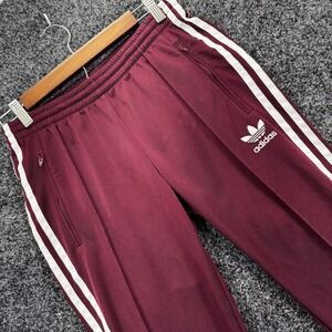Adidas Originals Beckenbauer Track Pants Maroon Mens Small 3 Stripe Jogger